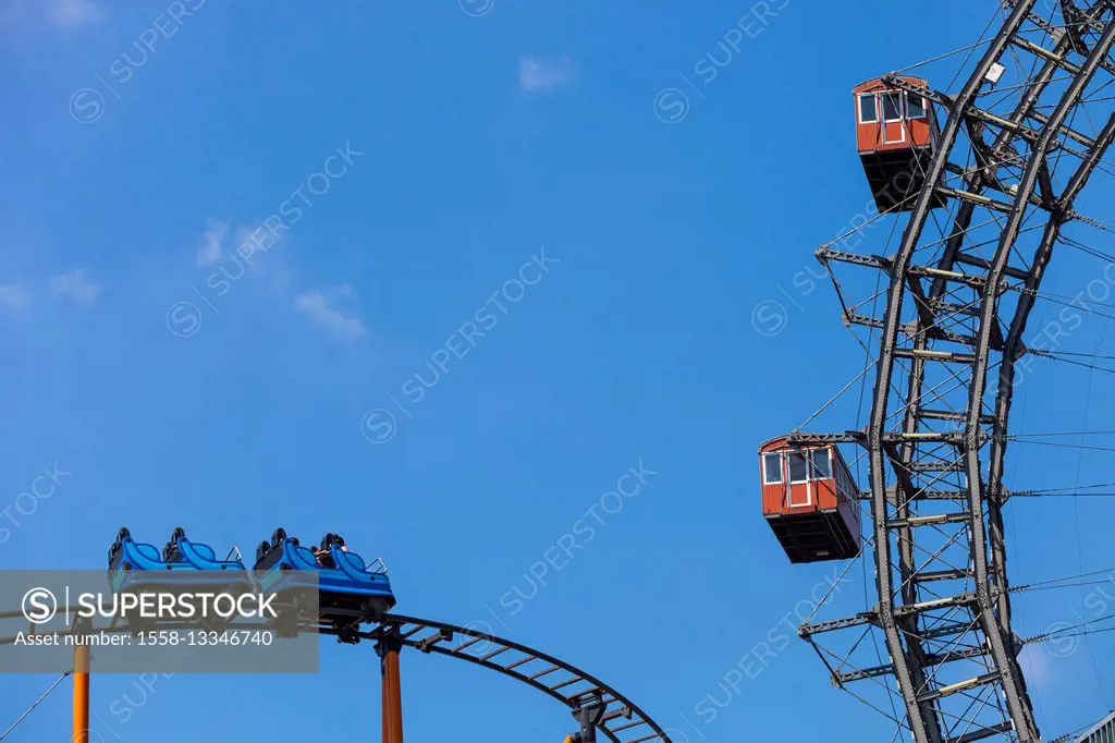 big wheel and rollercoaster Prater 2nd district Vienna