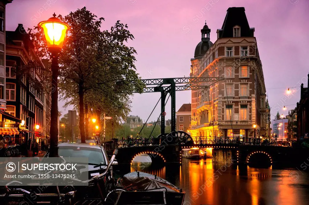 Evening Amsterdam with rain