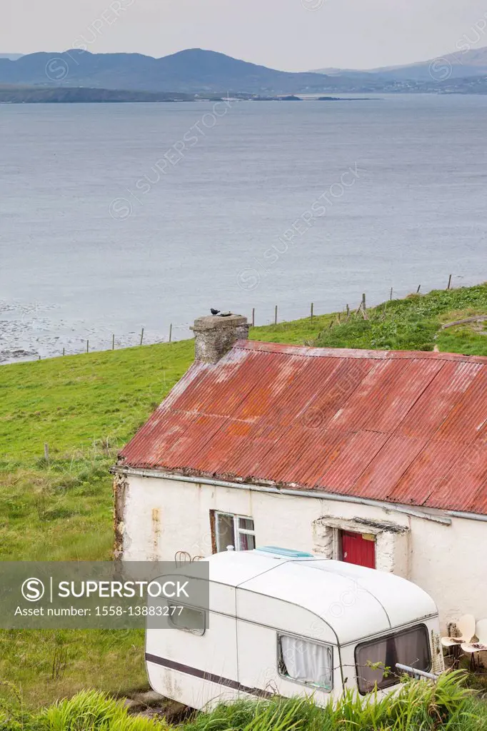 Ireland, County Donegal, Inishowen Peninsula, Malin Head, Ballygorman, house