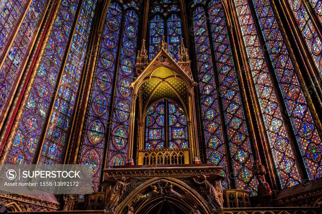 Sainte Chapelle, Paris Stained Glass Windows, Upper Chapel, Paris, France