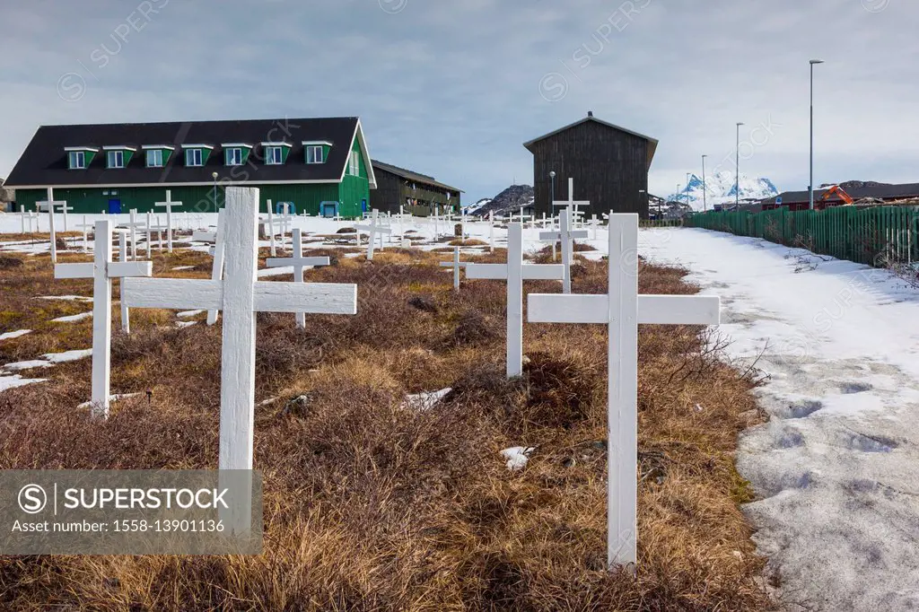 Greenland, Nuuk, Greenland, Nuuk, cemetery by the Hans Egede Kirke church