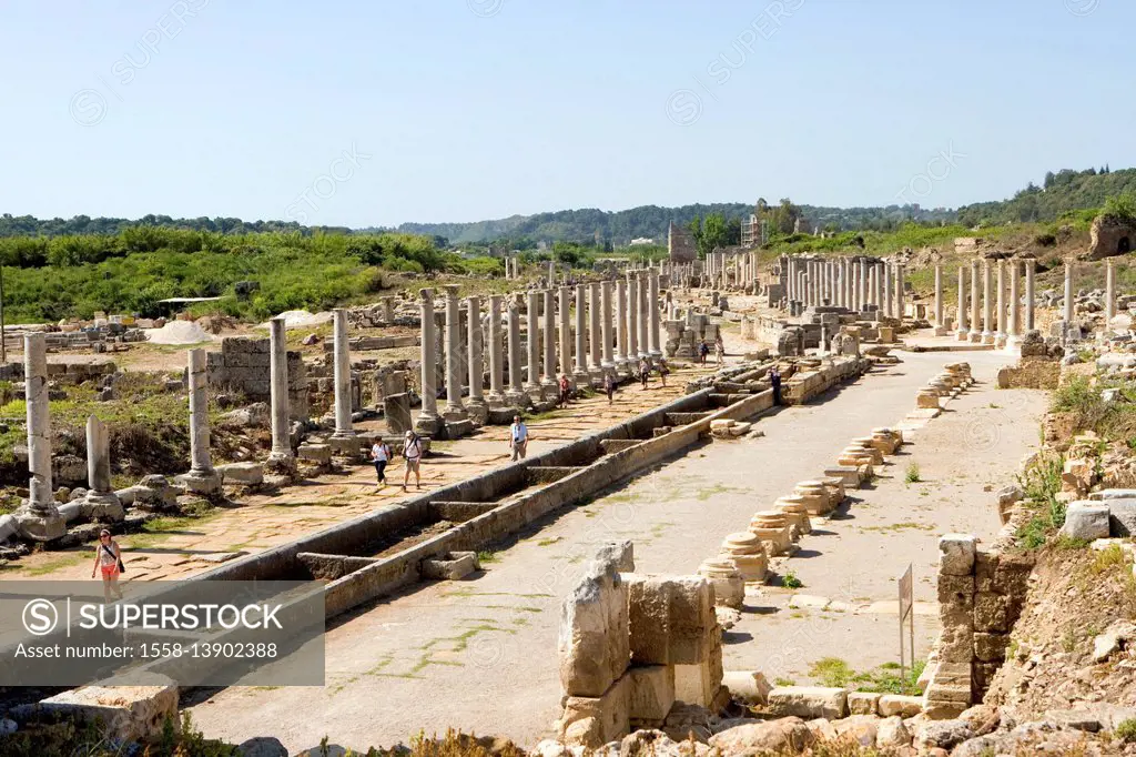 Perge, antique town, best preserved town of the antique Pamphylien, boulevard, colonnades