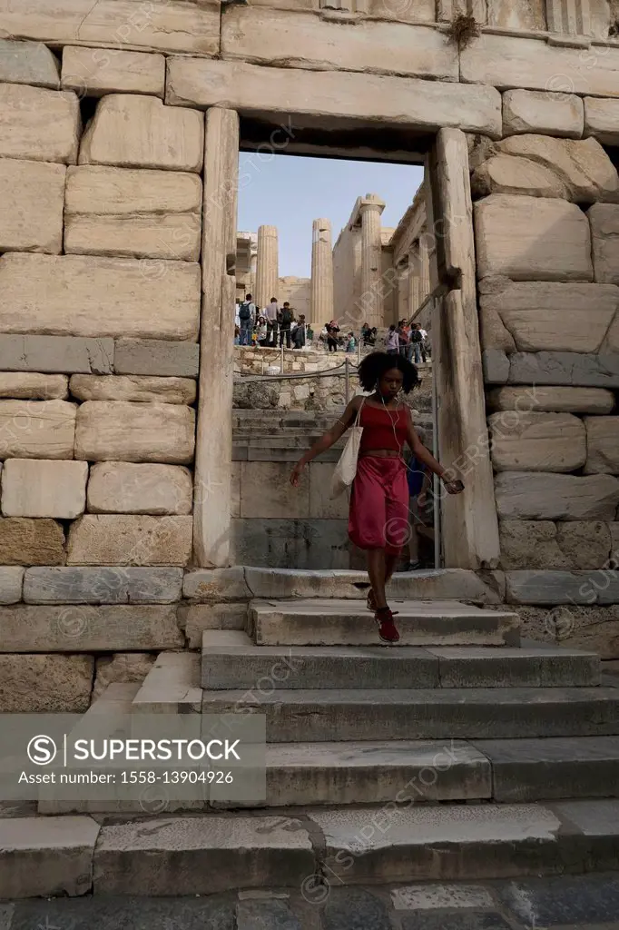 Europe, Greece, Athens, tourists at Acropolis