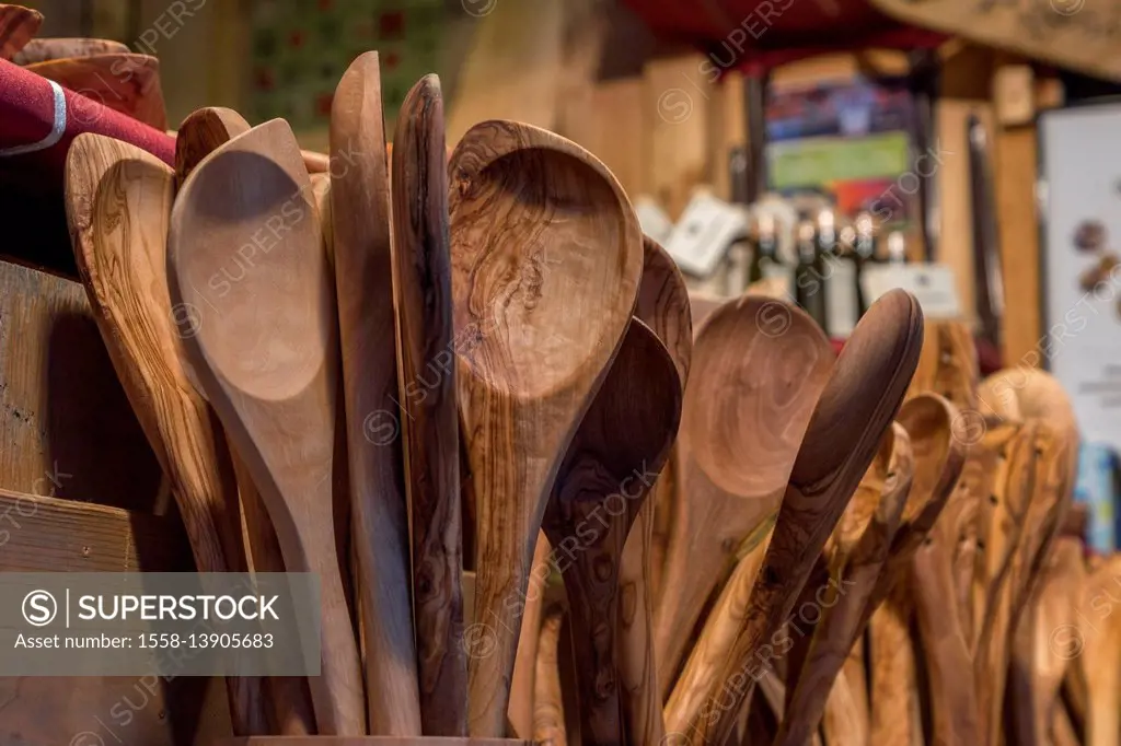 wooden article, wooden spoon on the Christmas fair in Bad Tölz, Bavarians, Germany