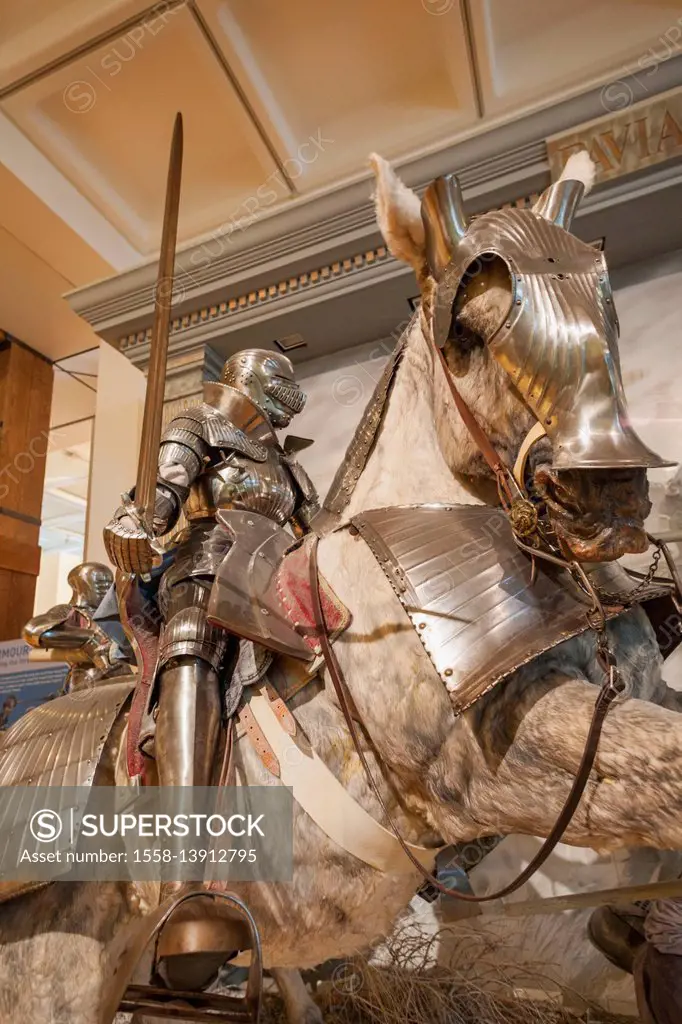 Yorkshire, Leeds, The Royal Armouries Museum, Display of Medieval Armour