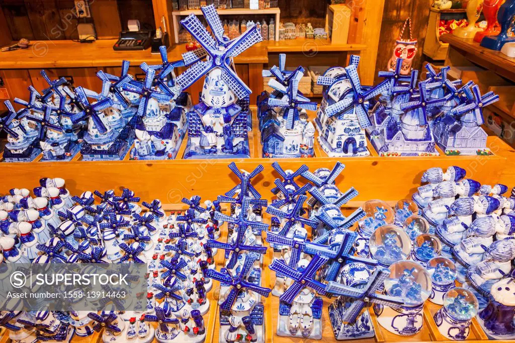 Europe, Netherlands, Amsterdam, Souvenir Pottery Windmills