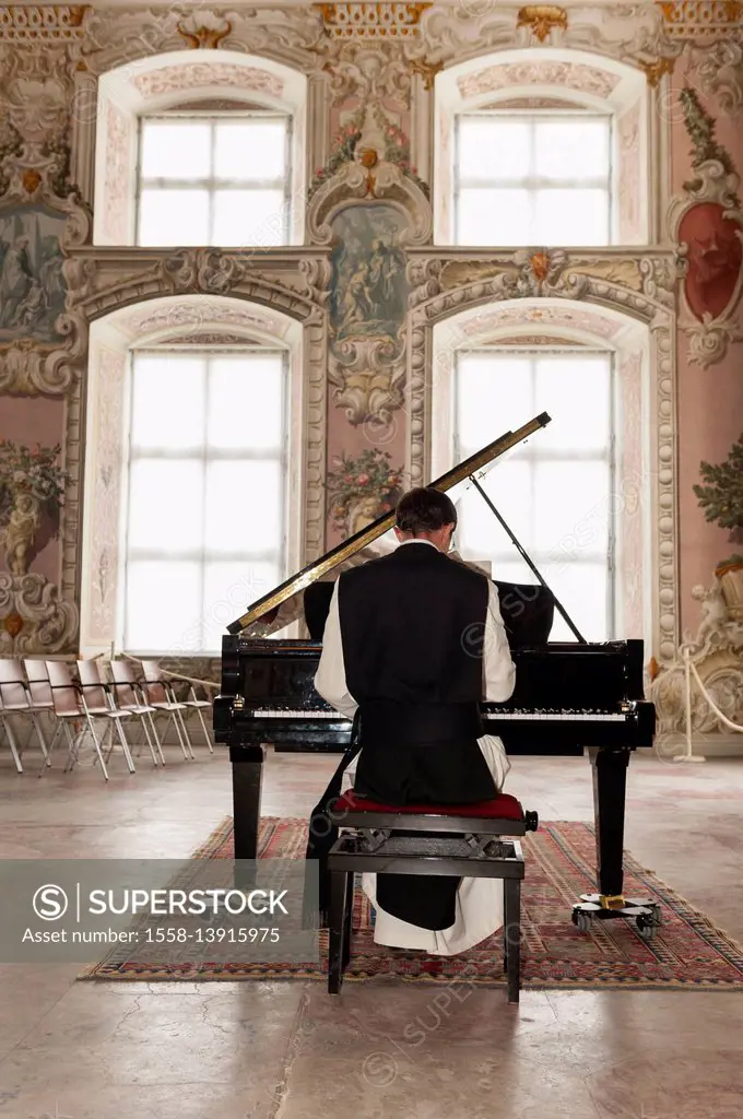 Austria, Tyrol, Stams, Abbey Stams, Cistercian cloister, father Martin Bernardisaal piano