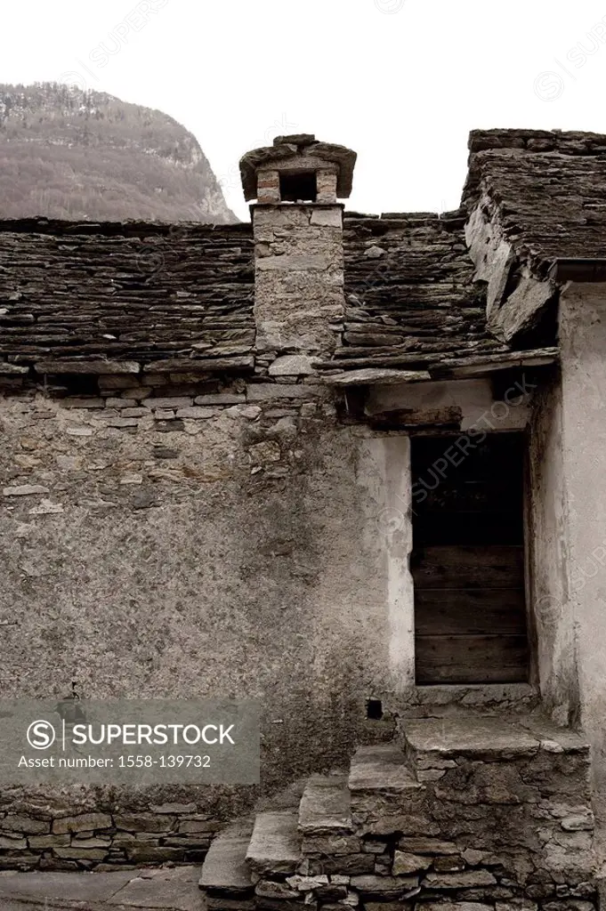 House, old, Brione, Valle Verzasca, Tessin, Switzerland,