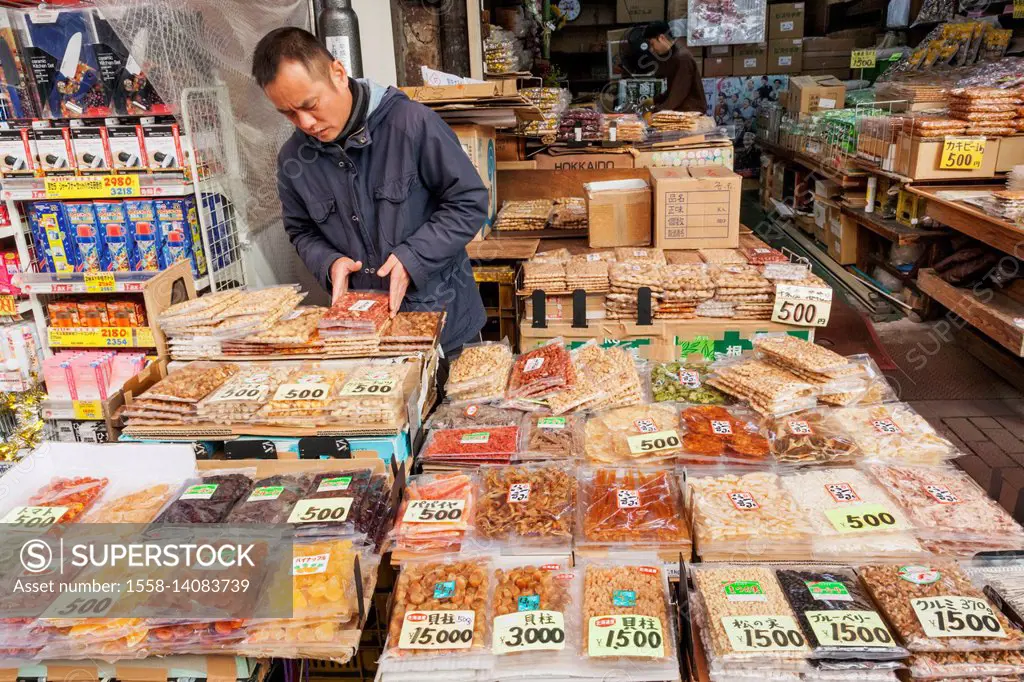 Japan, Honshu, Tokyo, Ueno, Ameyoko-cho Market, Dried Goods Stall