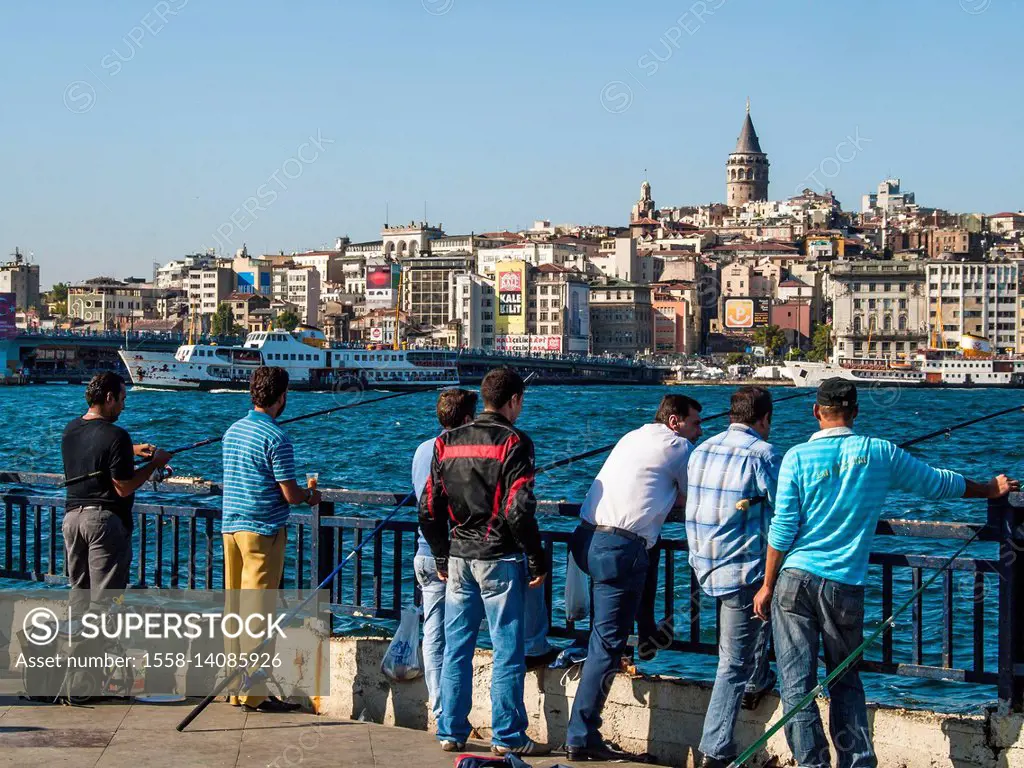 Fishing at the Eminönü Waterfront, Istanbul, Turkey