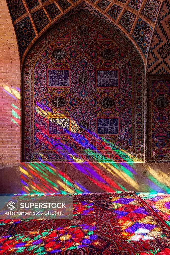 Iran, Central Iran, Shiraz, Nasir-al Molk Mosque, interior