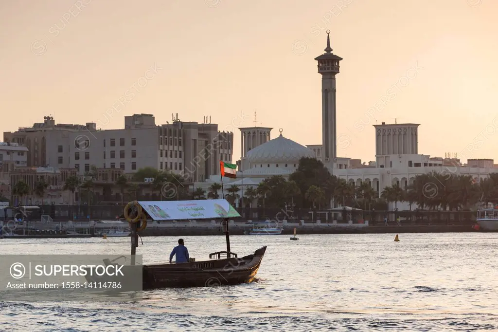 UAE, Dubai, Deira, Abra water taxis on Dubai Creek