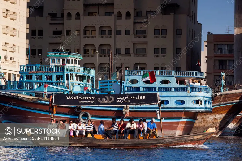 UAE, Dubai, Deira, Dhow ships on Dubai Creek