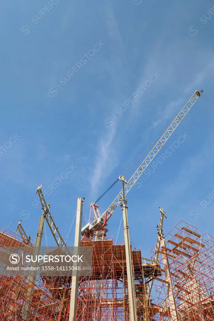 UAE, Dubai, Downtown Dubai, construction crane