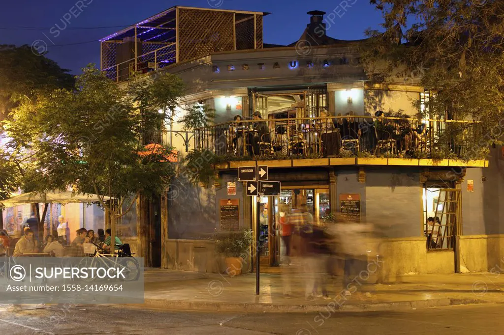 Chile, Santiago, Bellavista, restaurant, in the evening,