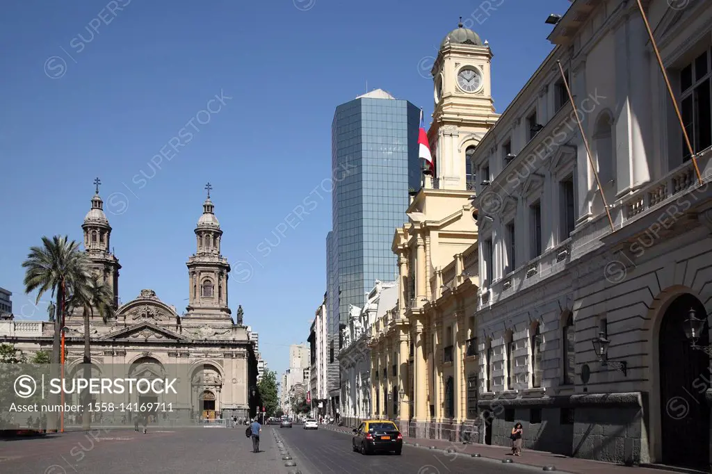 Chile, Santiago, Plaza de Armas, cathedral,