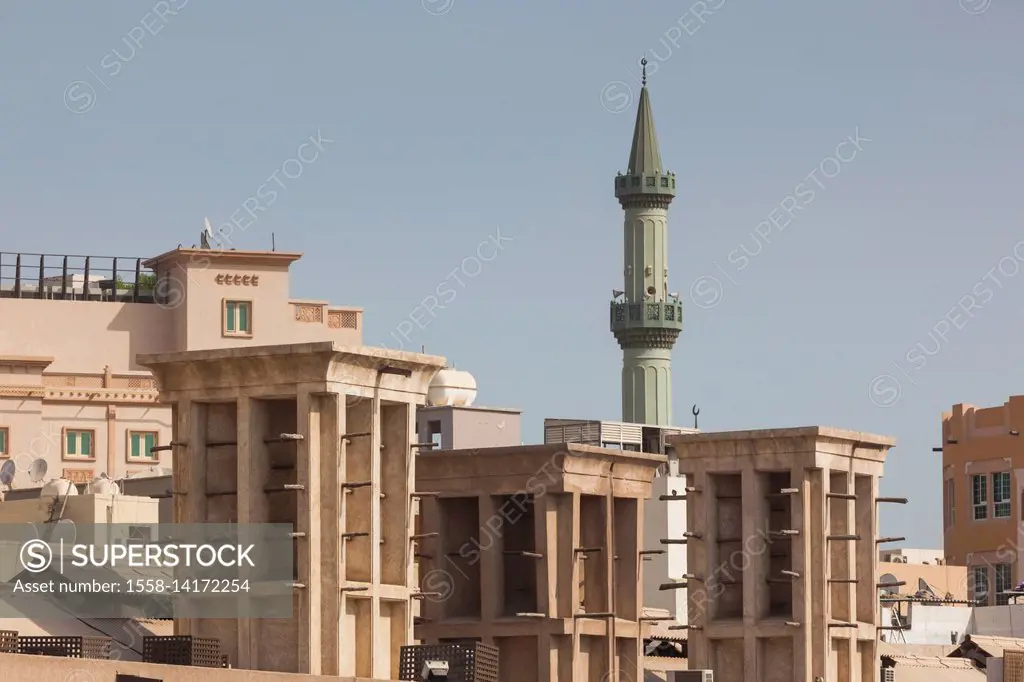 UAE, Dubai, Deira, Traditional Architecture along Dubai Creek