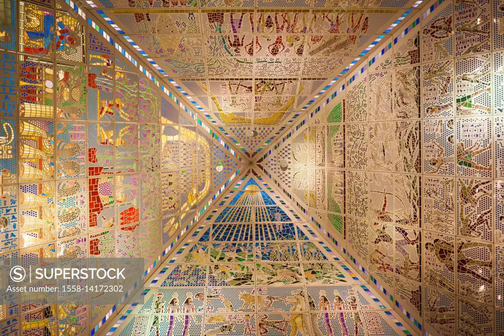 UAE, Dubai, Dubai Creek Area, Wafi City, Egyptian-themed development, Egyptian ceiling