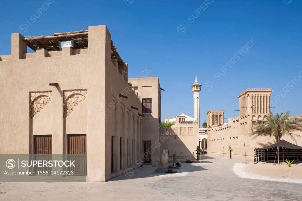 UAE, Dubai, Bur Dubai, Al Fahidi Historic District, traditional Emirati architecture