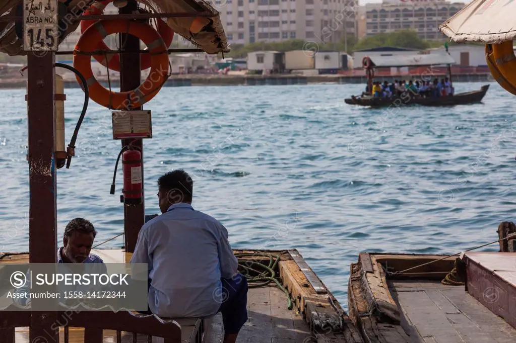 UAE, Dubai, Deira, Abra water taxis on Dubai Creek