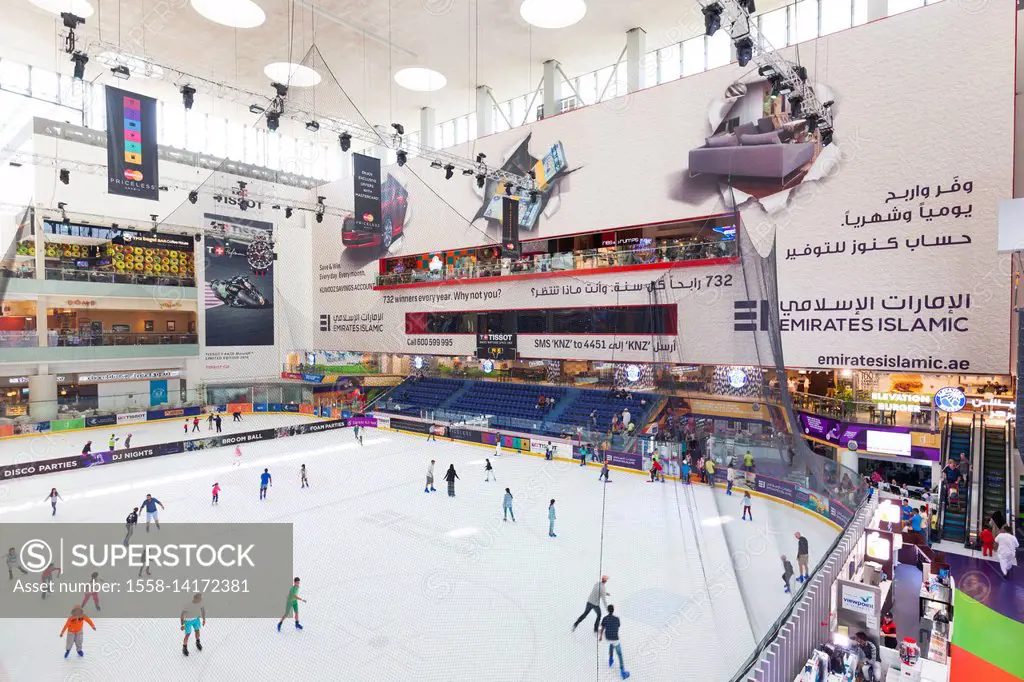 UAE, Dubai, Downtown Dubai, Dubai Mall, interior, ice skating rink