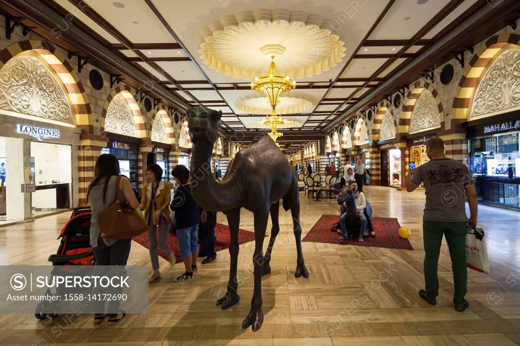 UAE, Dubai, Downtown Dubai, Dubai Mall, interior, Arabic-themed souk area