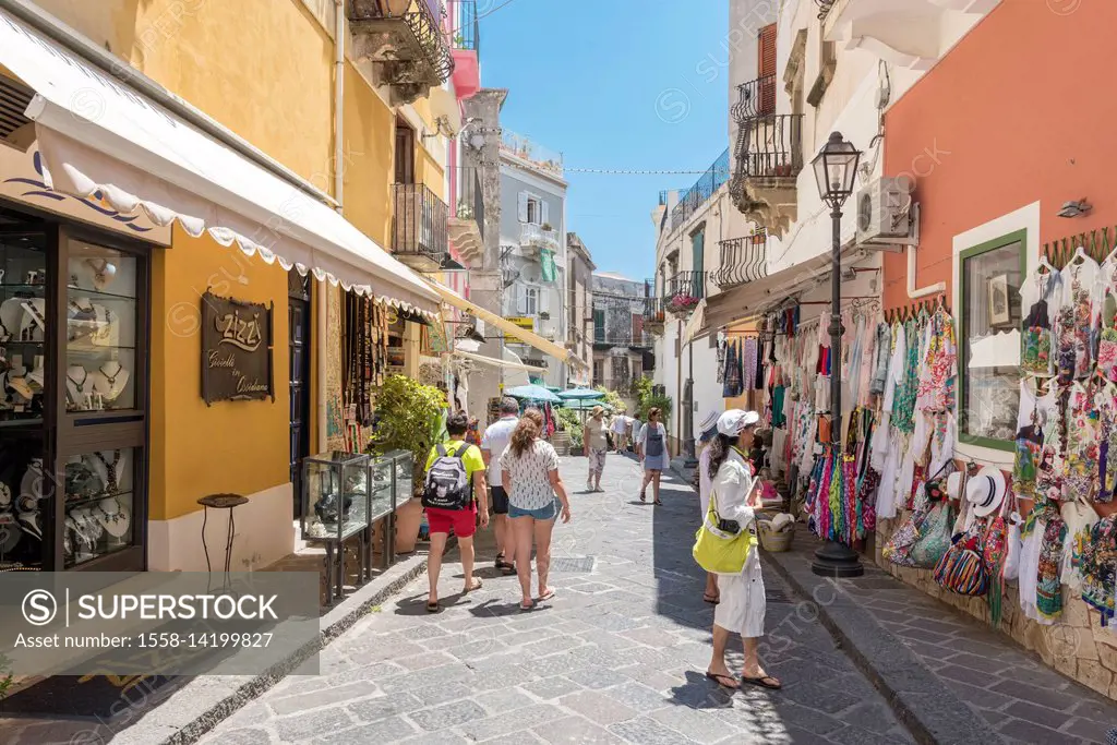 Lipari, Messina district, Sicily, Italy, Europe. Alley on Lipari