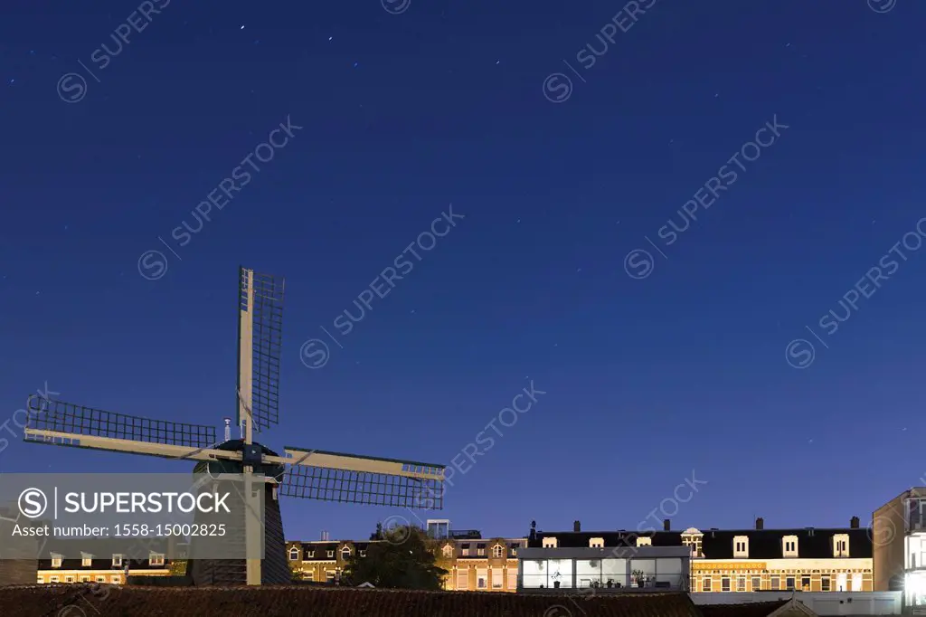 The Netherlands, Holland, Amsterdam, windmill, night