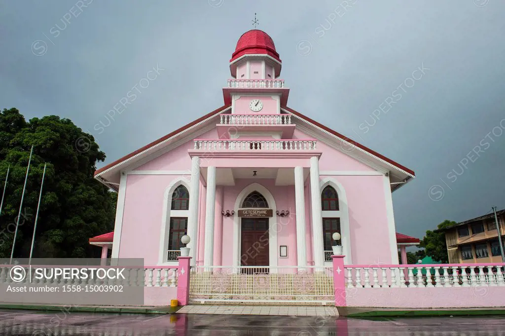 Pink church, Tahiti, French Polynesia