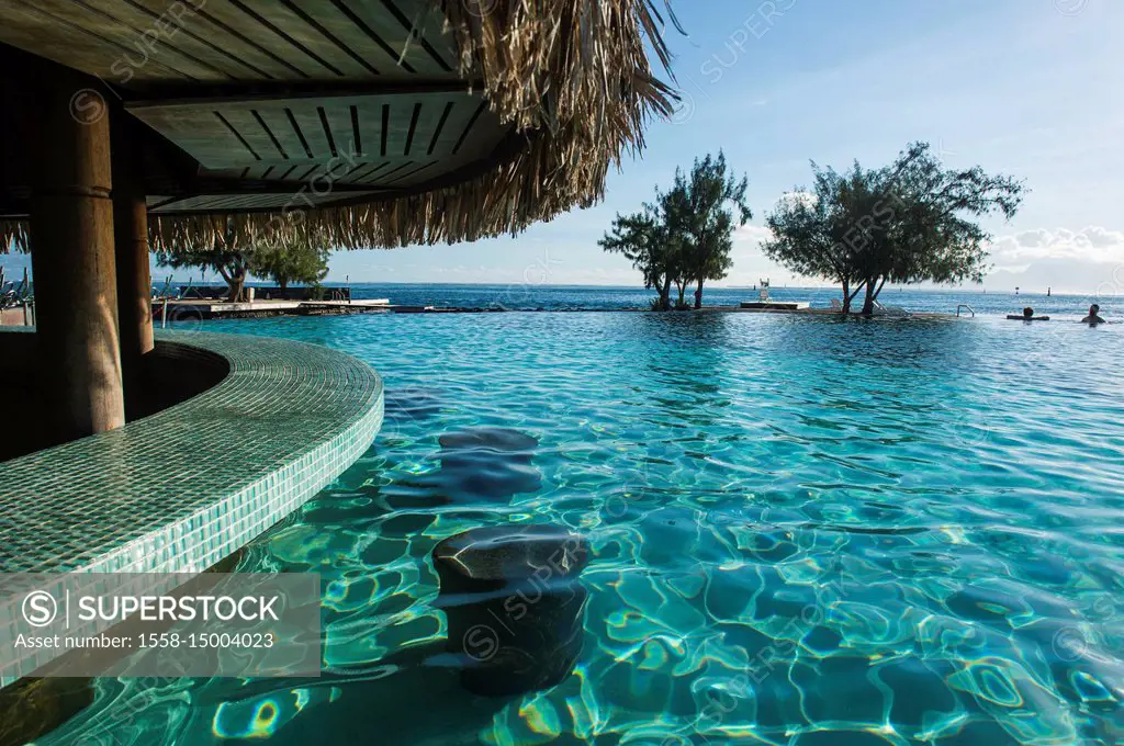 Pool bar of a luxury hotel in Papeete, Tahiti, French Polynesia ...