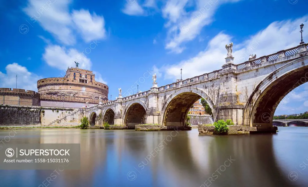 Saint Angel Castle and bridge in Rome, Italy