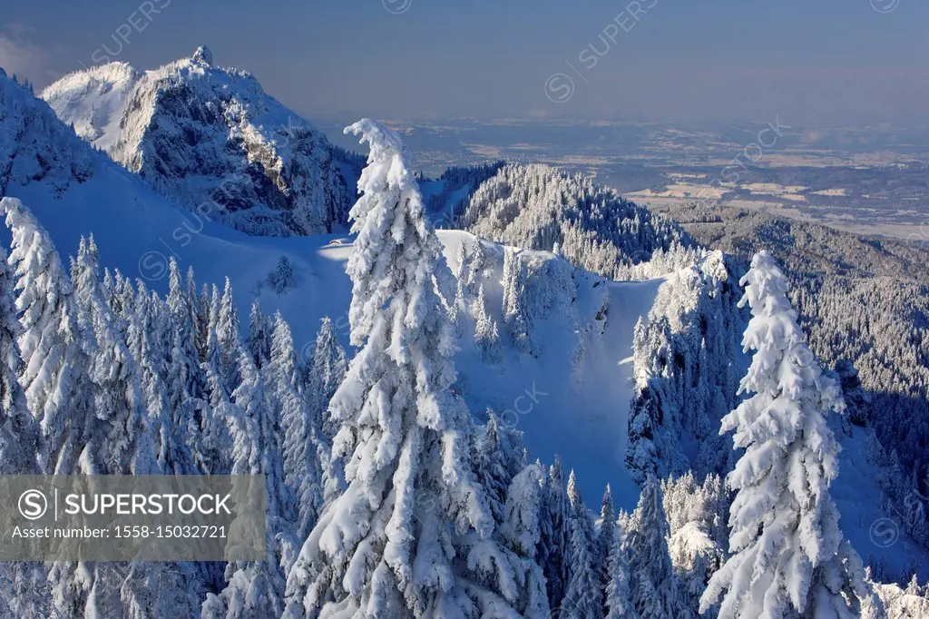 Germany, Bavaria, Upper Bavaria, Isarwinkel, Brauneck, winter scenery, Rabenkopf,