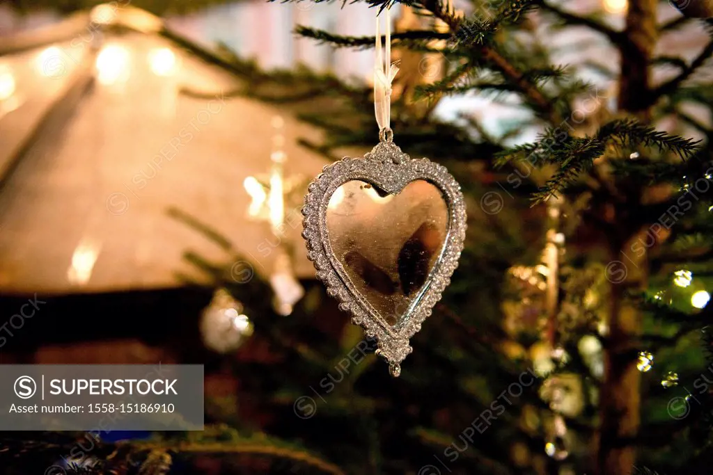 Christmas decorations, Advent, silver heart