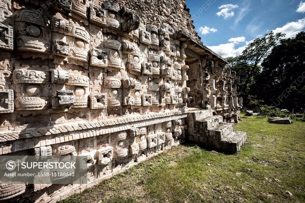 Kabah, Yucatan, Mexico - October 13, 2017: Mayan archaeological site of Kabah on the Puuc route in the state of Yucatan in Mexico