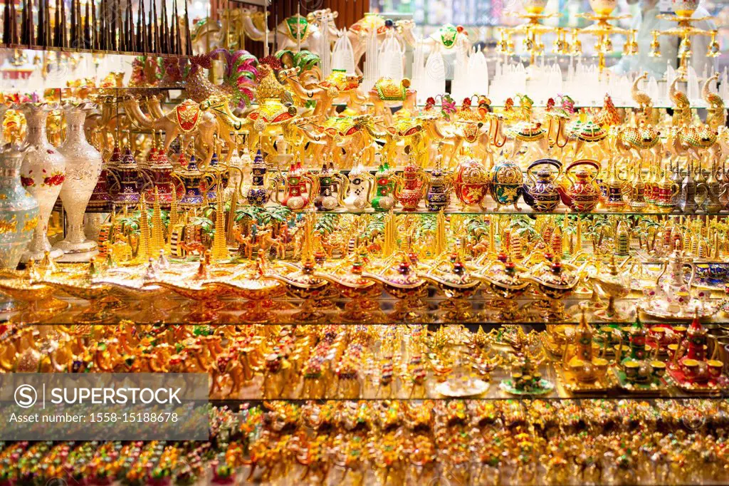 Dubai, golden souvenirs at gold souk