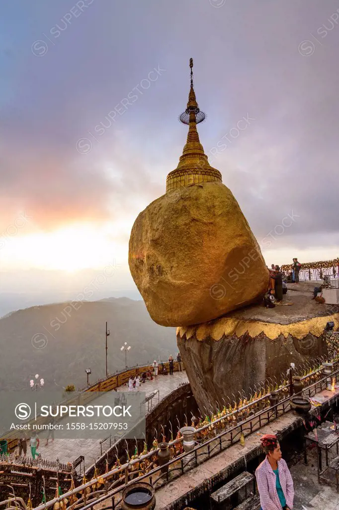 Kyaikto, mount Kyaiktiyo Pagoda (Golden Rock), Mon State, Myanmar (Burma)