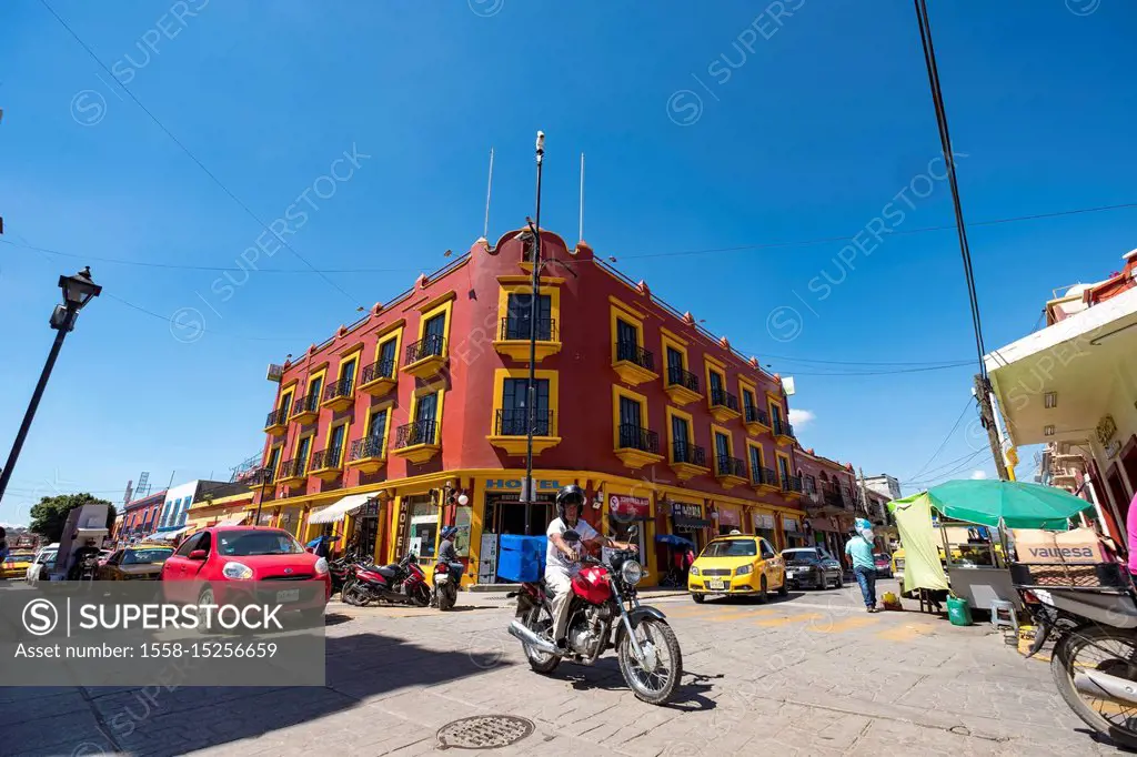 Urban landscape around the Juarez market in the city of Oaxaca in southern Mexico