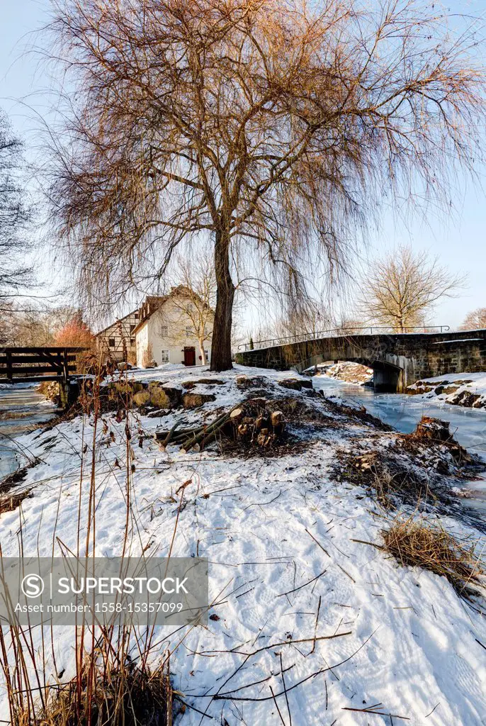 River, Streu, bridge, Ostheim vor der Rhön, Lower Franconia, Bavaria, Germany, Europe