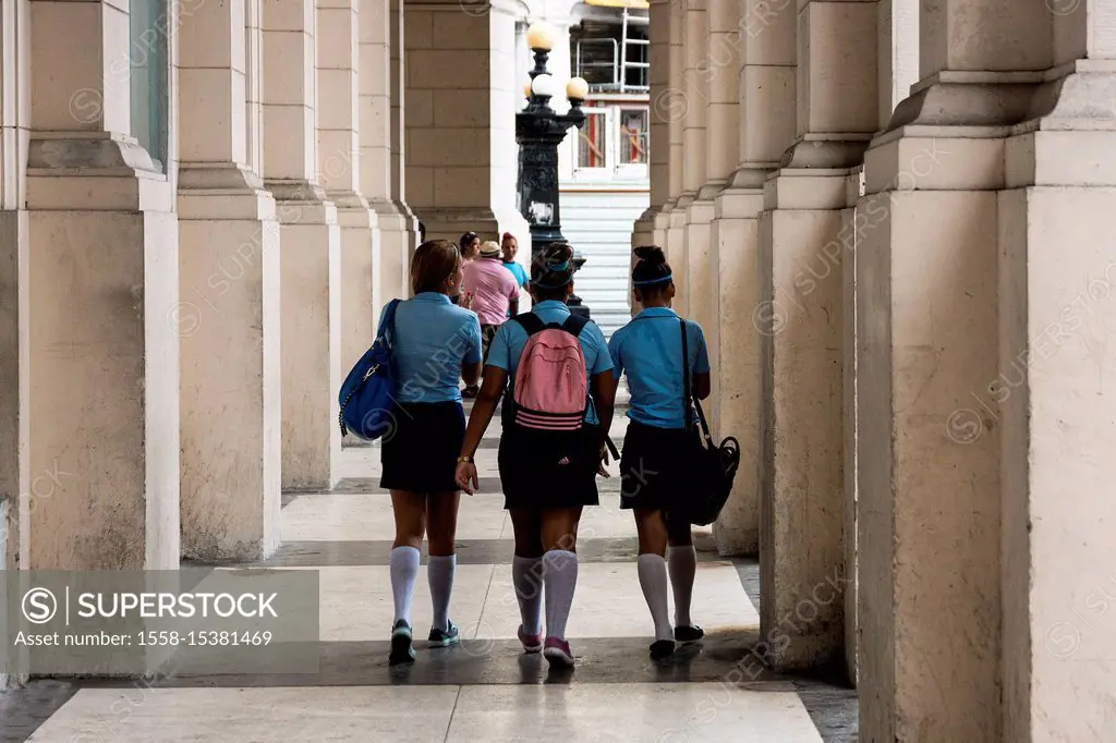 Cuba, Havana, La Habana, schoolgirls, school uniform