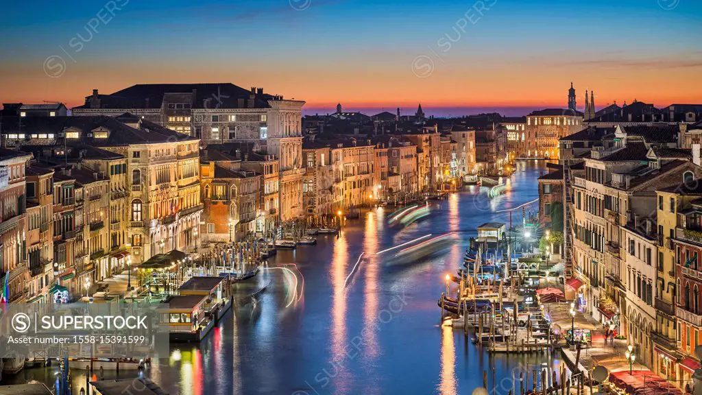 Night skyline of Venice with the Grand Canal, Italy