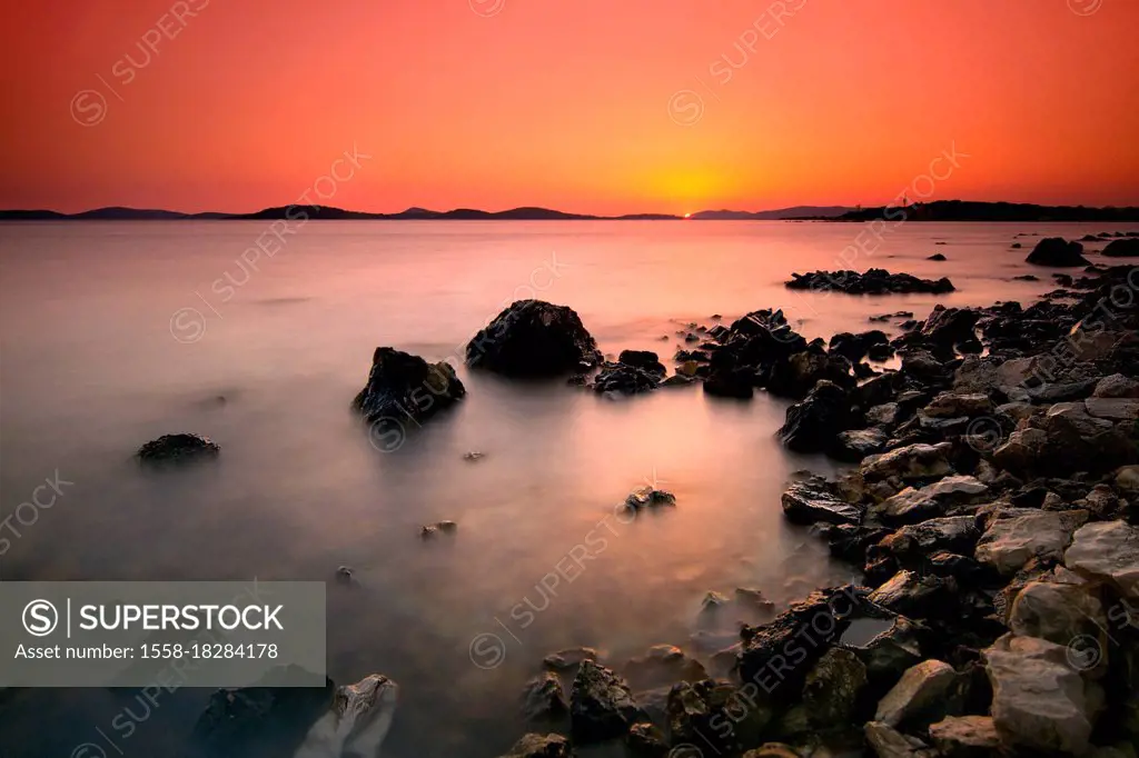 Sunset at the beach, Šibenik, Knin Country South Croatia, Balkans, Europe