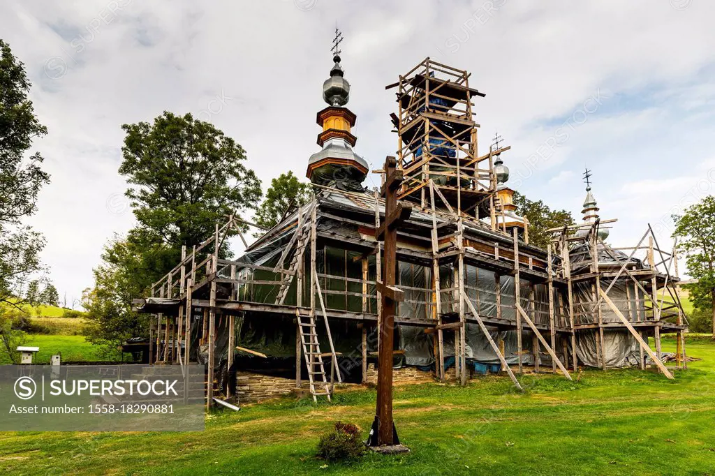 Europe, Poland, Podkarpackie Voivodeship, Wooden Architecture Route, St. Michael Archangel's Church, Turzansk