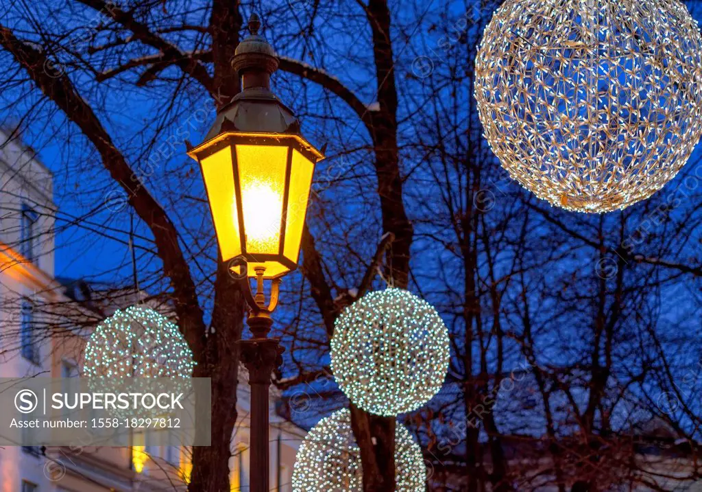 Christmas lights at Promenadeplatz in Munich, Upper Bavaria, Bavaria, Germany, Europe