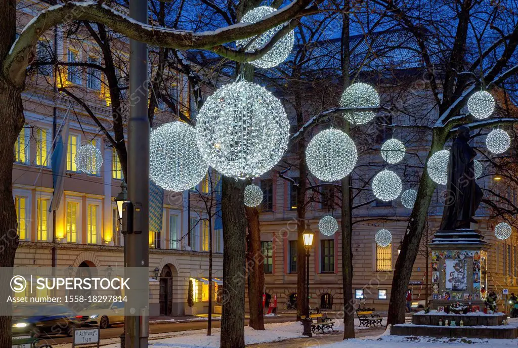 Christmas lights at Promenadeplatz in Munich, Upper Bavaria, Bavaria, Germany, Europe