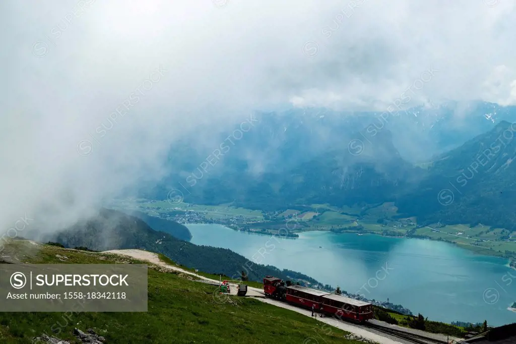 Top station of the Schafbergbahn, Wolfgangsee, Schafberg, Salzburger Land, Austria