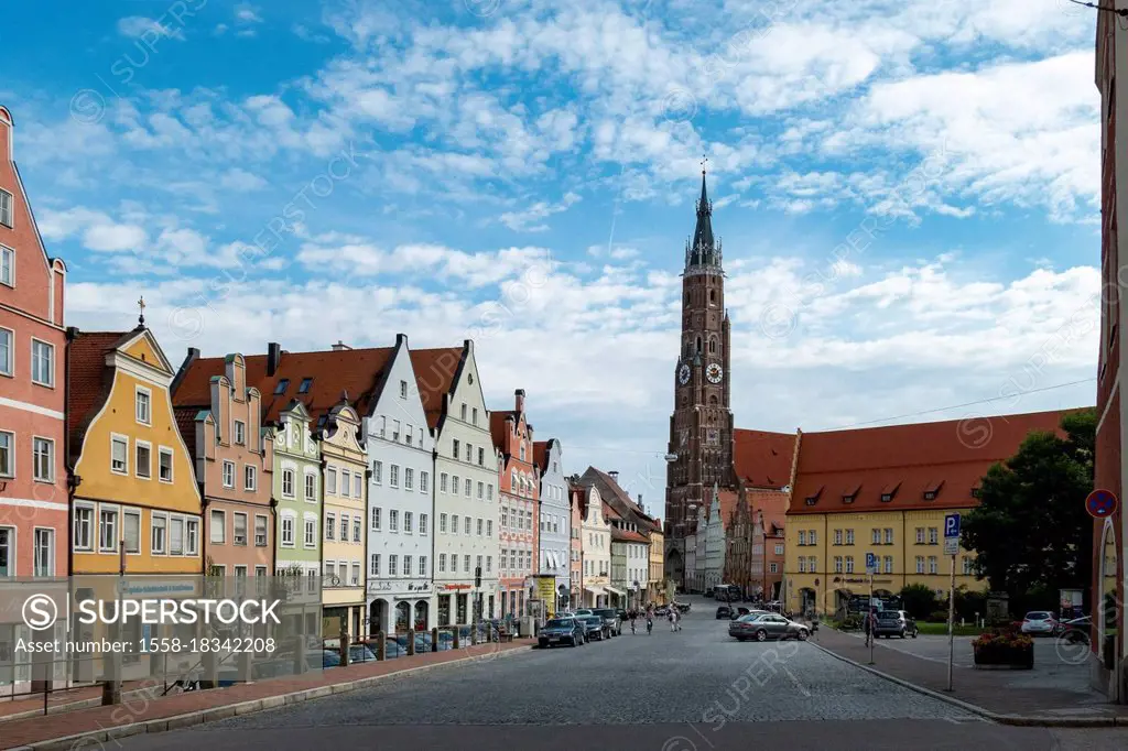 Old town with St. Martin, Landshut, Lower Bavaria, Bavaria, Germany