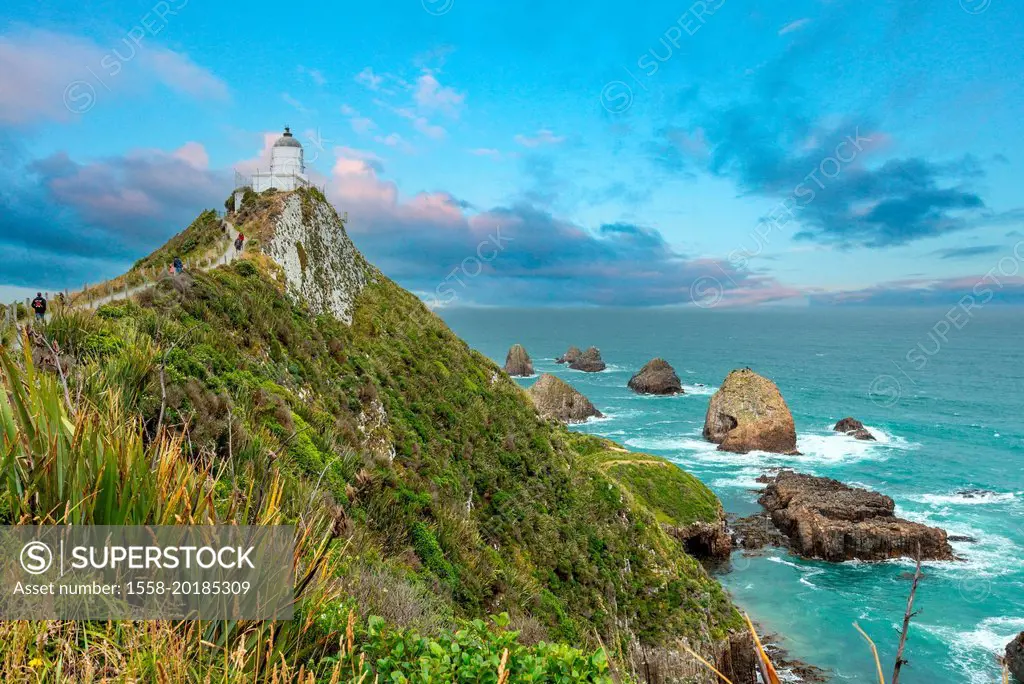 Famous landscape and lighthouse at Nugget Point, South Island of New Zealand