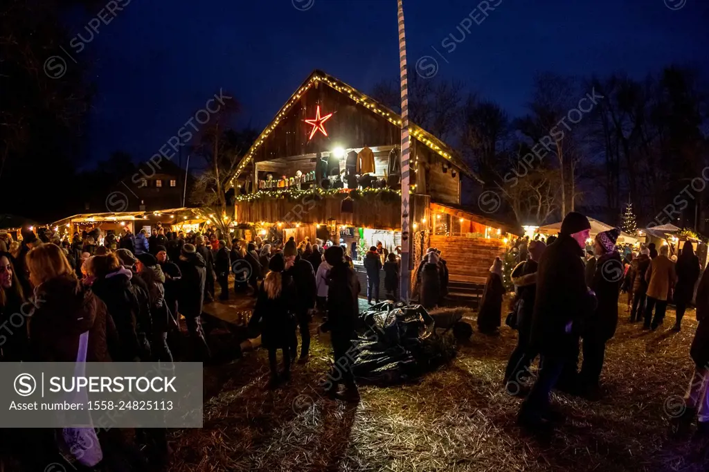 Europe, Germany, Bavaria, Christmas market at Lake Starnberg