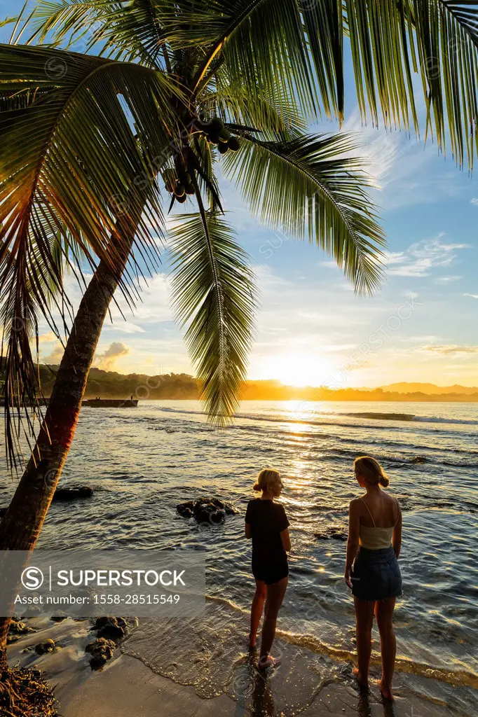 Playa Negra at sunset, Puerto Viejo de Talamanca, Limon, Caribbean, Costa  Rica, Central America - SuperStock