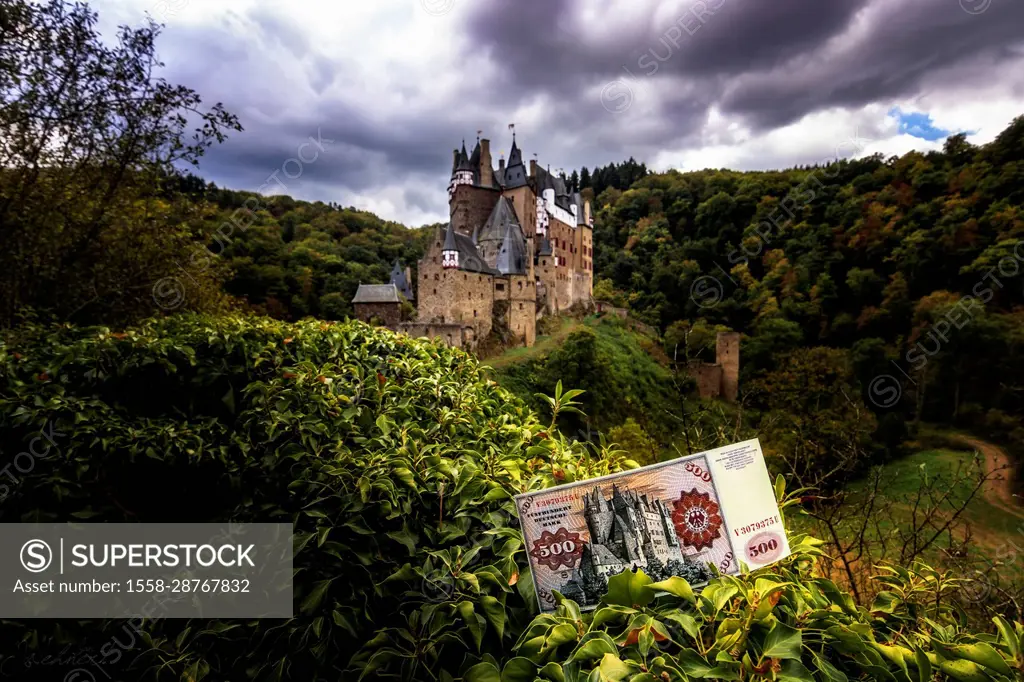 Eltz castle in the daytime, famous German castle from 500 DM bill, castle in Wierschem, Rhineland-Palatinate, Germany